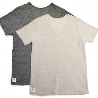 メンズTシャツ(V首)汗パット付 消臭・抗菌/柿渋染め 日本製