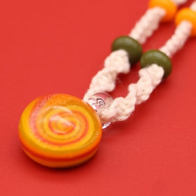日本製 ガラス ネックレス ペンダント マーブル 麻 生成 KaRin GLASS