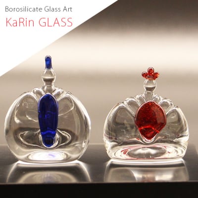 ひな人形 雛人形 ガラスの小さなひな人形 縁 ガラス細工 KaRin GLASS