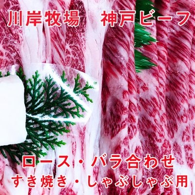 最高級神戸ビーフ ロース・バラ合わせ すき焼き・しゃぶしゃぶ用 1000g 川岸牧場 【送料無料】
