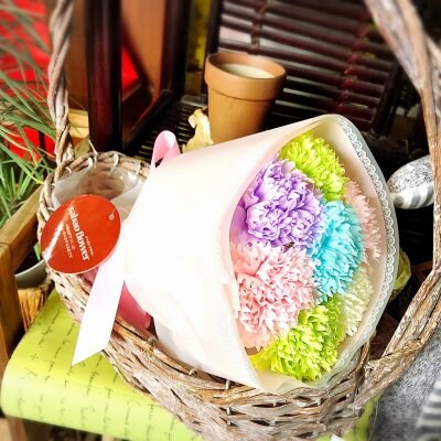 ふんわり香る♪【シャボンフラワーの花束(小)】2色から選べます