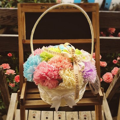 ふんわり香る♪【シャボンフラワーの花籠】
