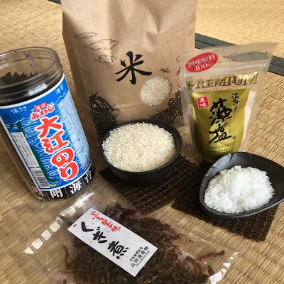【定期便】淡路島応援商品|淡路島プレミアムおにぎりセット|お米|大江海苔|プレミアム藻塩|くぎ煮|淡路島産コシヒカリ|トゥクトゥク缶バッチ|