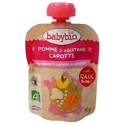 babybio 有機栽培ベビースムージー【アップル・キャロット】甘味料添加物不使用