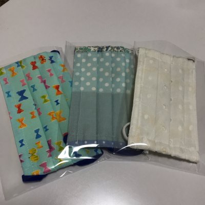 子ども用マスク(3枚組)ブルー系、白