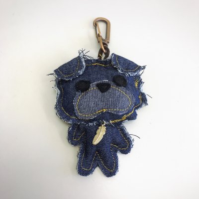 パグバッグチャーム【濃紺、葉っぱ】