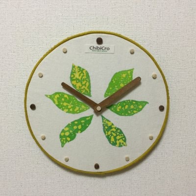 ChibiCroオリジナル掛時計/南国の植物「クロトン」デザイン六枚葉ヘンプコード編み【送料無料】