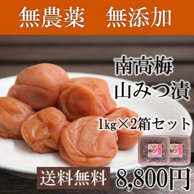 無農薬 南高梅 山みつ漬 1kgx2(合計2kg) 熊野のご褒美 紀州 和歌山 無添加 無化学肥料 梅干 はちみつ漬 送料無料 お中元 お歳暮 御中元 御歳暮 ギフト