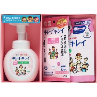在庫限り数量限定!ポイント5%還元/この時期、家庭にもオフィスにも贈って喜ばれる、信頼のキレイキレイブランドギフト/LION/薬用ハンドソープ/除菌ウェットシート「LION ライオン キレイキレイギフトセット LKG-10S」