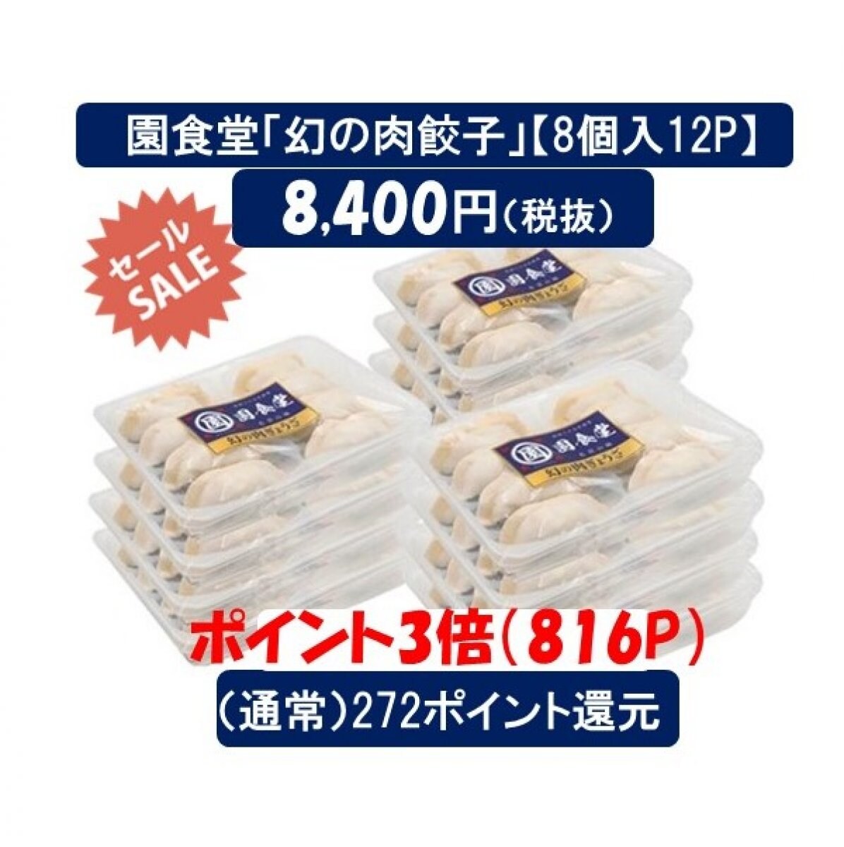 毎月定期購入  幻の肉餃子【大容量96個】（8個入×12パック）（※特別に送料無料！！）餃子パーティーにピッタリ！