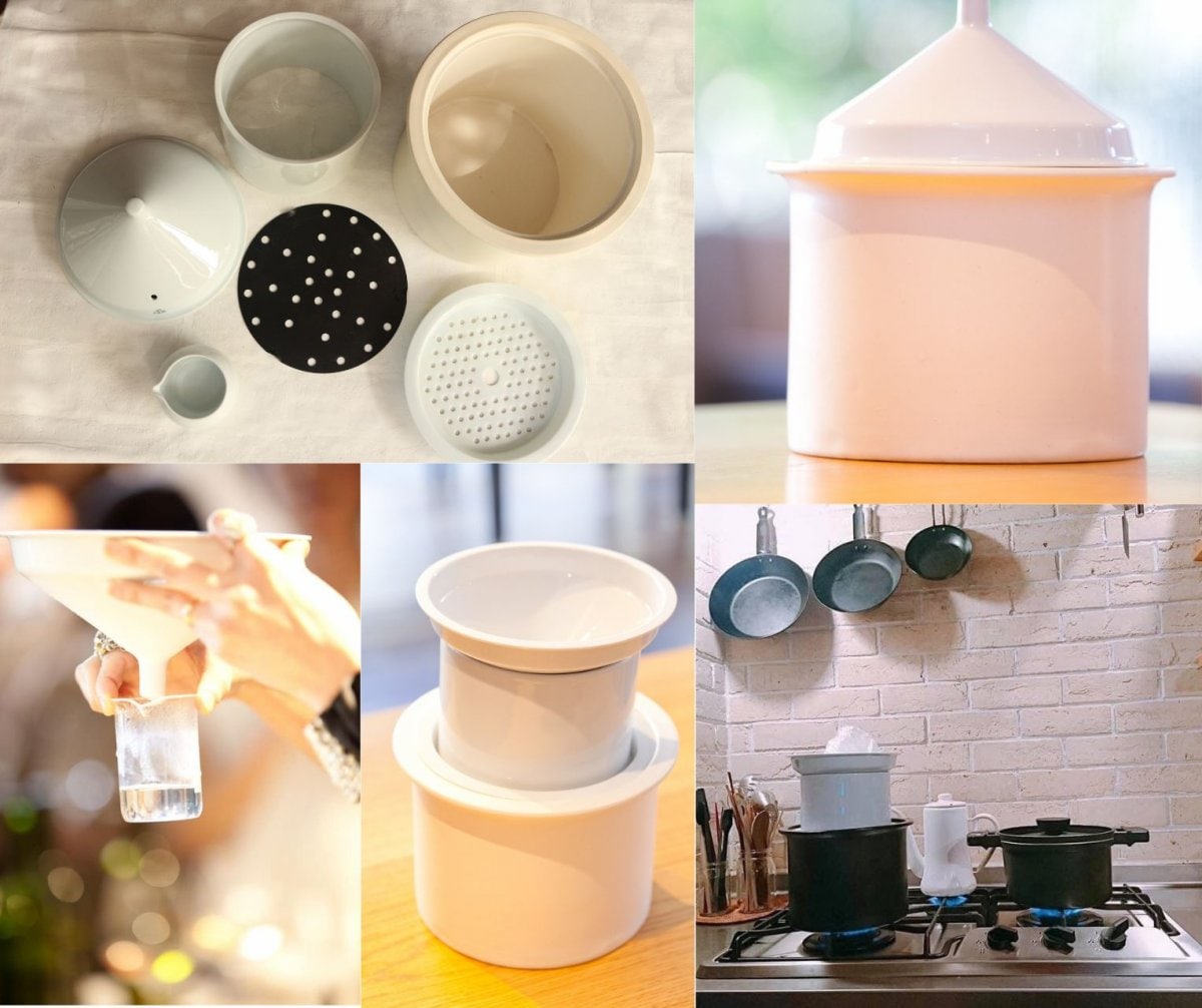 【蒸留調理器】ATRPOT /アートゥルポット/ホワイト(特許|蒸留器|蒸し器|水蒸気蒸留法)使い方BOOK付