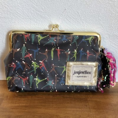joujouBox リバティがま口ポーチ(ヨガポーズ柄)