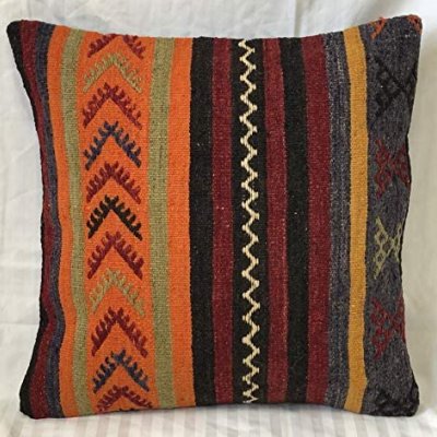 ウール 手織りキリム オールドキリム クッションカバー 40×40cm itk-cc121 トルコ製 old kilim