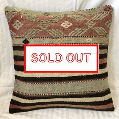 ウール 手織りキリム オールドキリム クッションカバー 45×45cm itk-cc159 トルコ製 old kilim