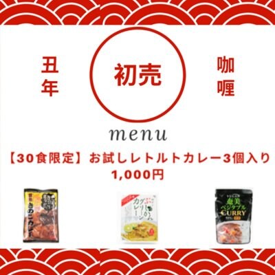 【残り3名】お試しレトルトカレー3個入り 1,000円