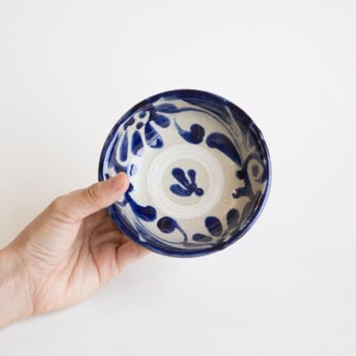 4寸鉢 コバルト唐草