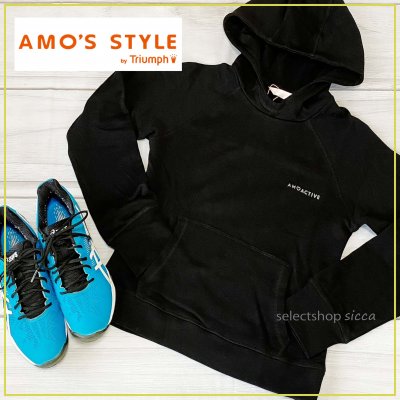 AMO's STYLE AMO ACTIVE アモスタイルアクティブ バイ トリンプ スポーツフーディー/Mサイズ ブラック