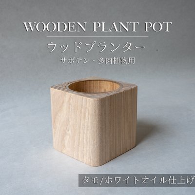 【タモ/ホワイトオイル仕上げ】ウッドプランター(サボテン・多肉植物用)