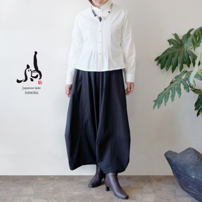 【しのぶ】受注生産_着回ししやすい 繊細ピンタックブラウス【綿100%/日本製 8383R-303】