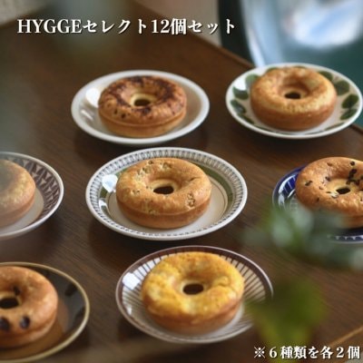 12個セット/HYGGEセレクト(HYGGEドーナツのプレーン・クルミ・クランベリー・チョコ・チェダーチーズ/玄米ドーナツの6種類を各2個)/フローズンでもおいしいドーナツ