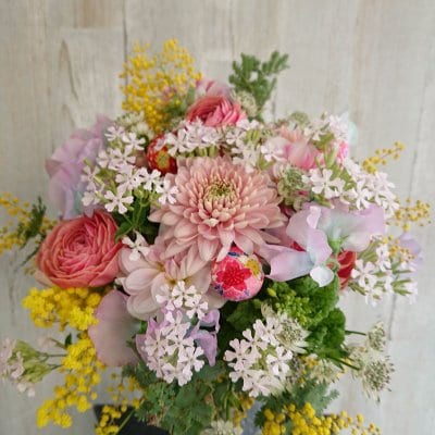 【春のおすすめ】春のピンクブーケ(来店受け取り・無料配達地域限定お届け商品)