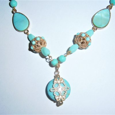 209F1-2・3 Mint Green Necklace イヤリングセット(天然石ターコイズ) 23100円(税込)