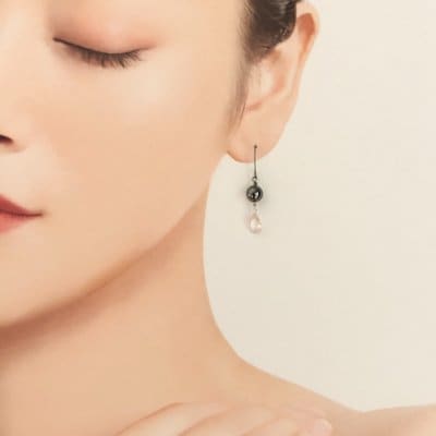 ローズクォーツとテラヘルスのドロップピアス