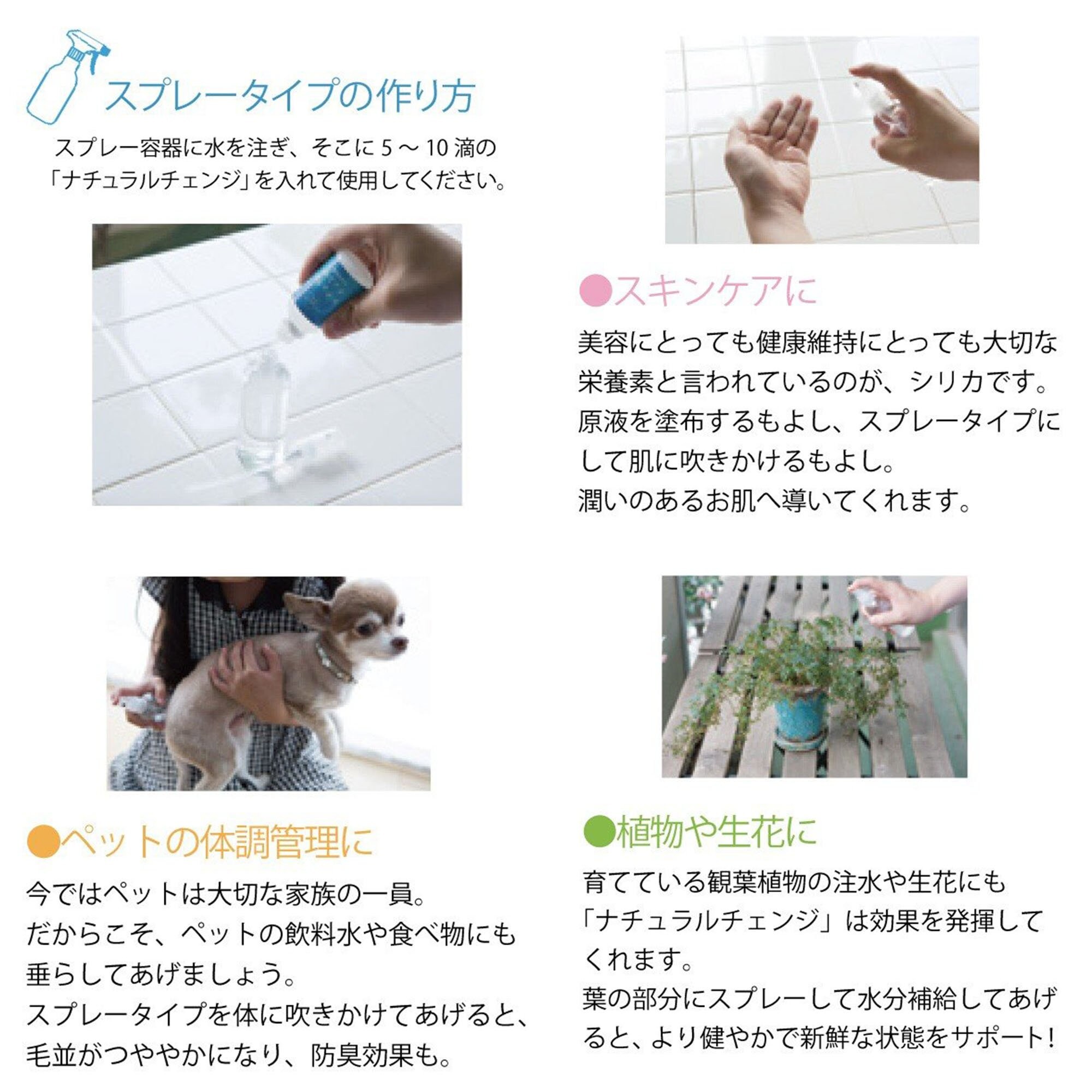 送料無料 ナチュラルチェンジ 50ml 水溶性珪素 ケイ素 シリカ サプリメント 濃縮溶液 健康維持 健康 美容 スキンケア デトックス 口臭 歯周病 ペット 犬 猫 毛艶 体臭 保湿 体質改善 観葉植物 ミネラル マグネシウム カリウム ナトリウム カルシウム