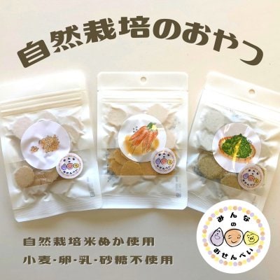 【動物性食物・小麦・乳・卵・砂糖不使用】自然栽培の米ぬかでつくった みんなのおせんべい6個セット あおさ・ごま・にんじん