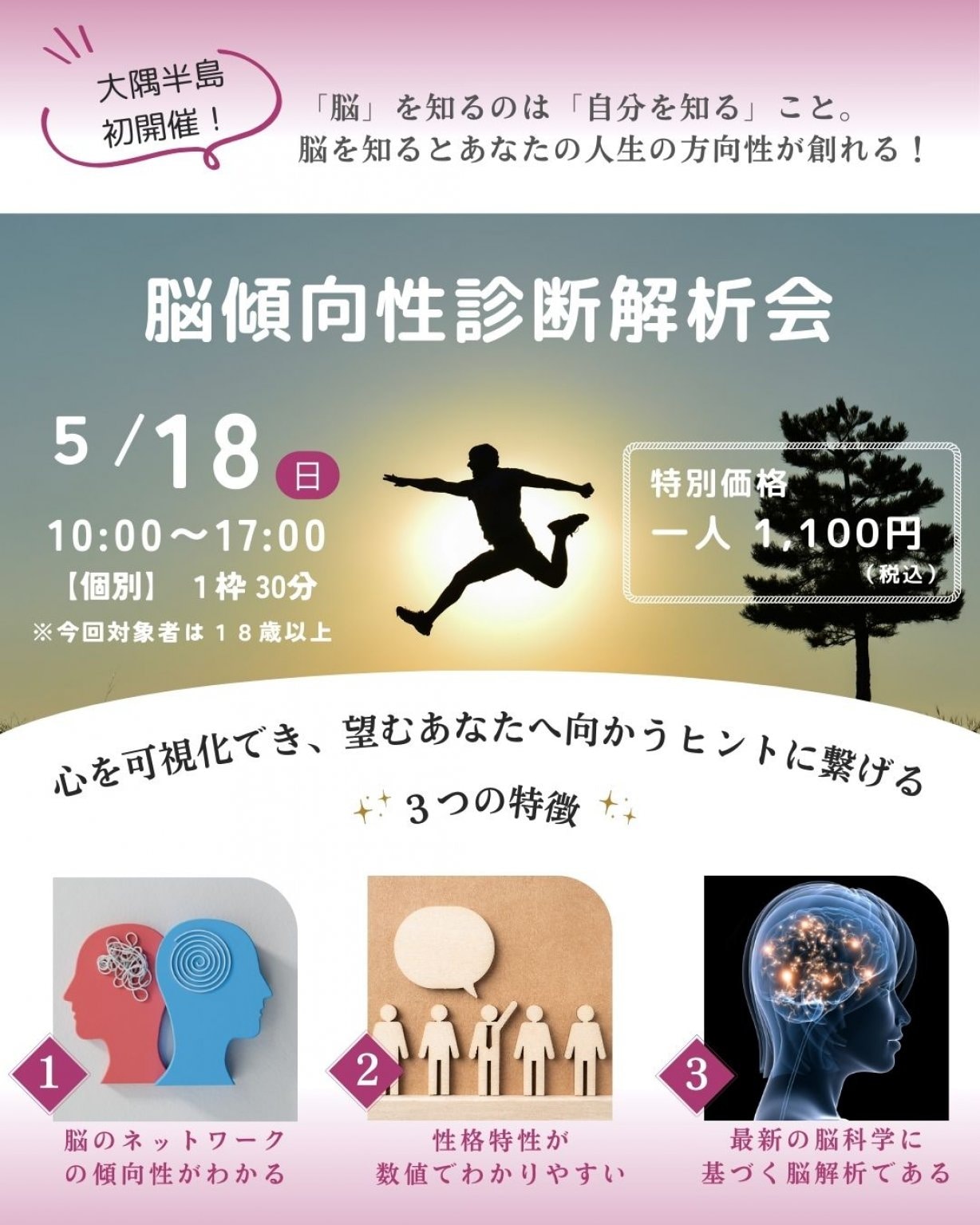 【5/18(日）鹿屋市】簡易版：脳傾向性診断解析会（街のほけん室BAPPAN）