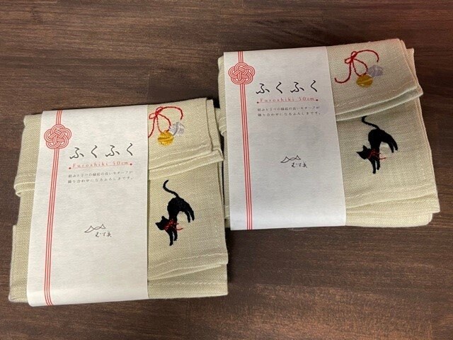 和のハンカチやお弁当包にお得な2枚セット 猫やうさぎのかわいい ふくふく