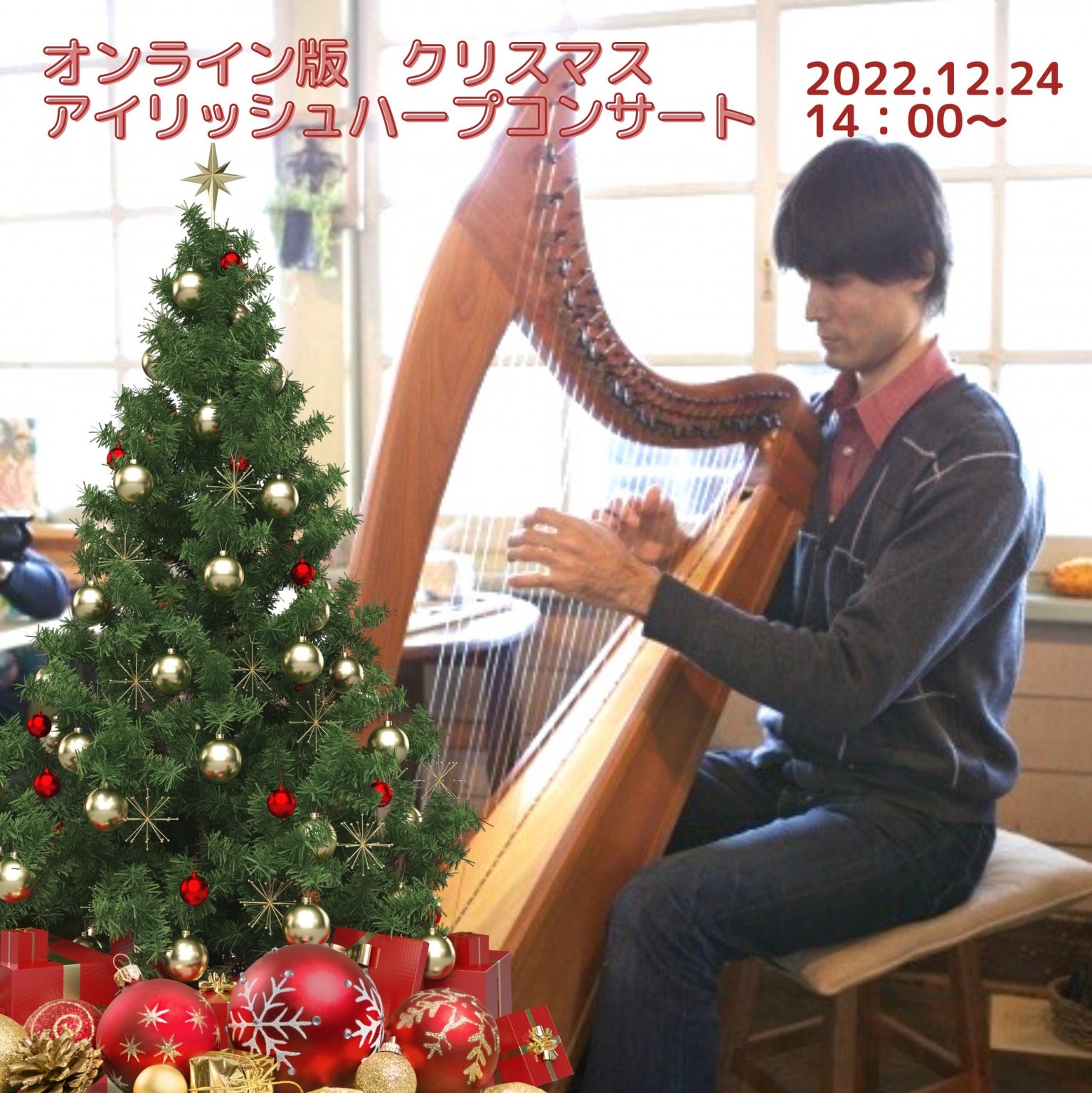オンライン版クリスマスアイリッシュハープコンサート【12/24(土)14:00～15:00】（1,000ポイント＋アーカイブあり＋CD付き）