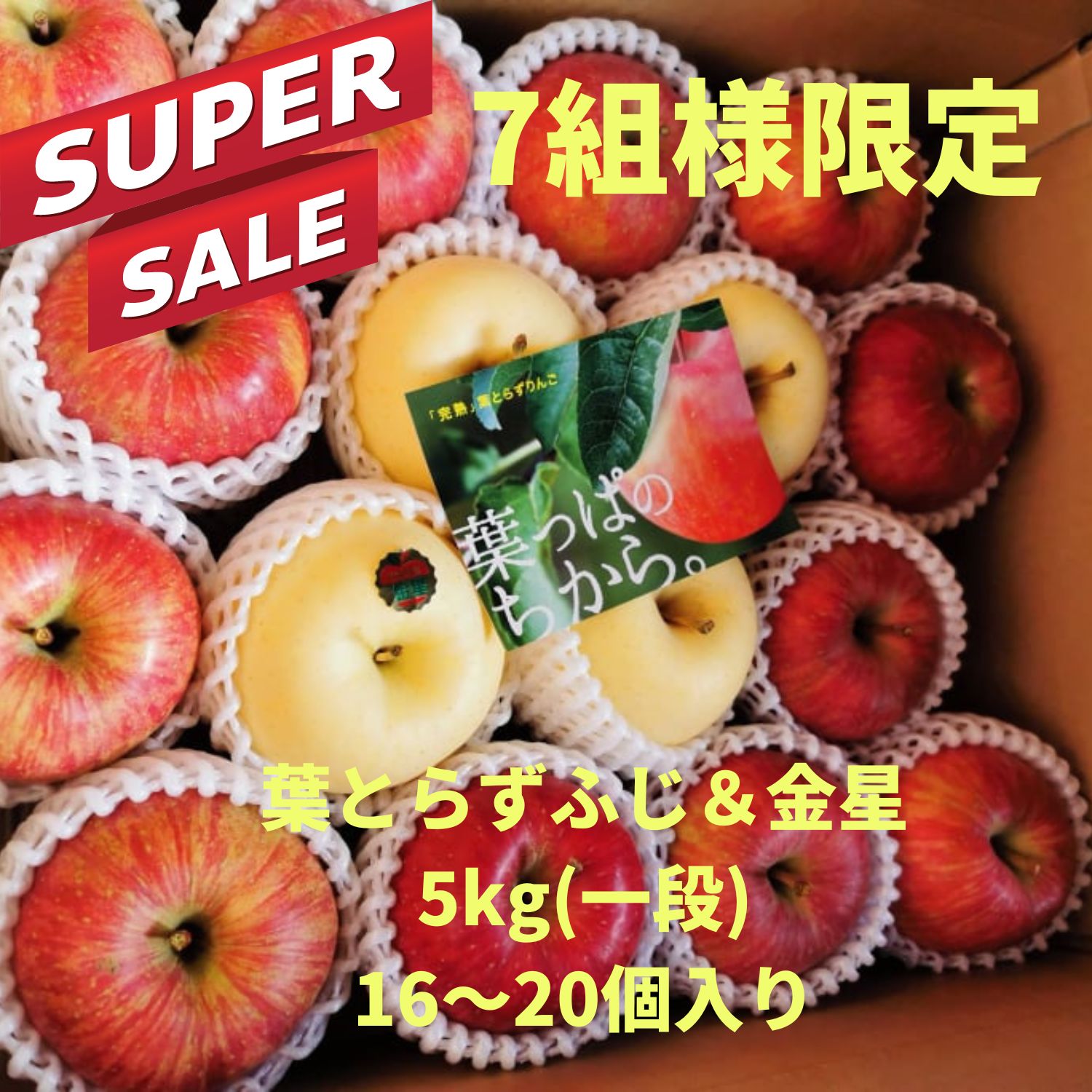 7組様限定】葉とらずふじ＆金星ご家庭用 5kg（一段） 