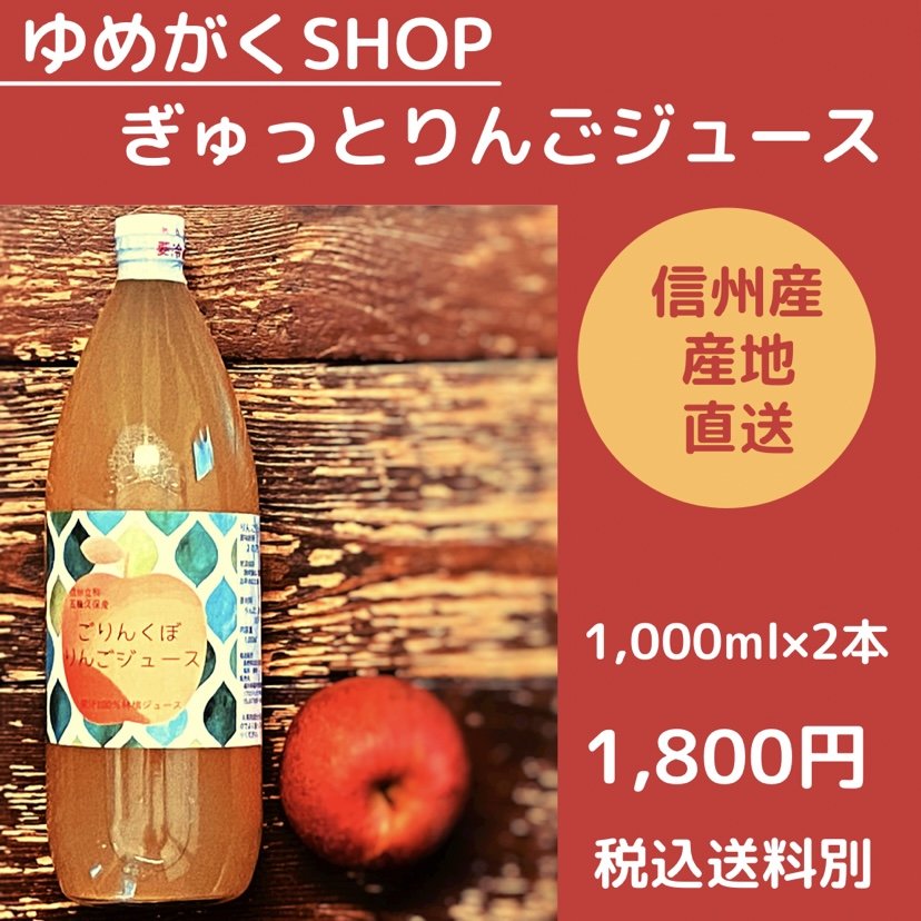 信州立科産【ぎゅっとリンゴジュース】1,000ml×2本