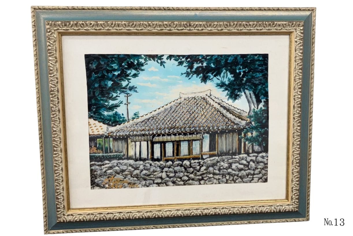 沖縄絵画】石垣と沖縄古民家 Stone wall and Okinawan traditional hous［13］