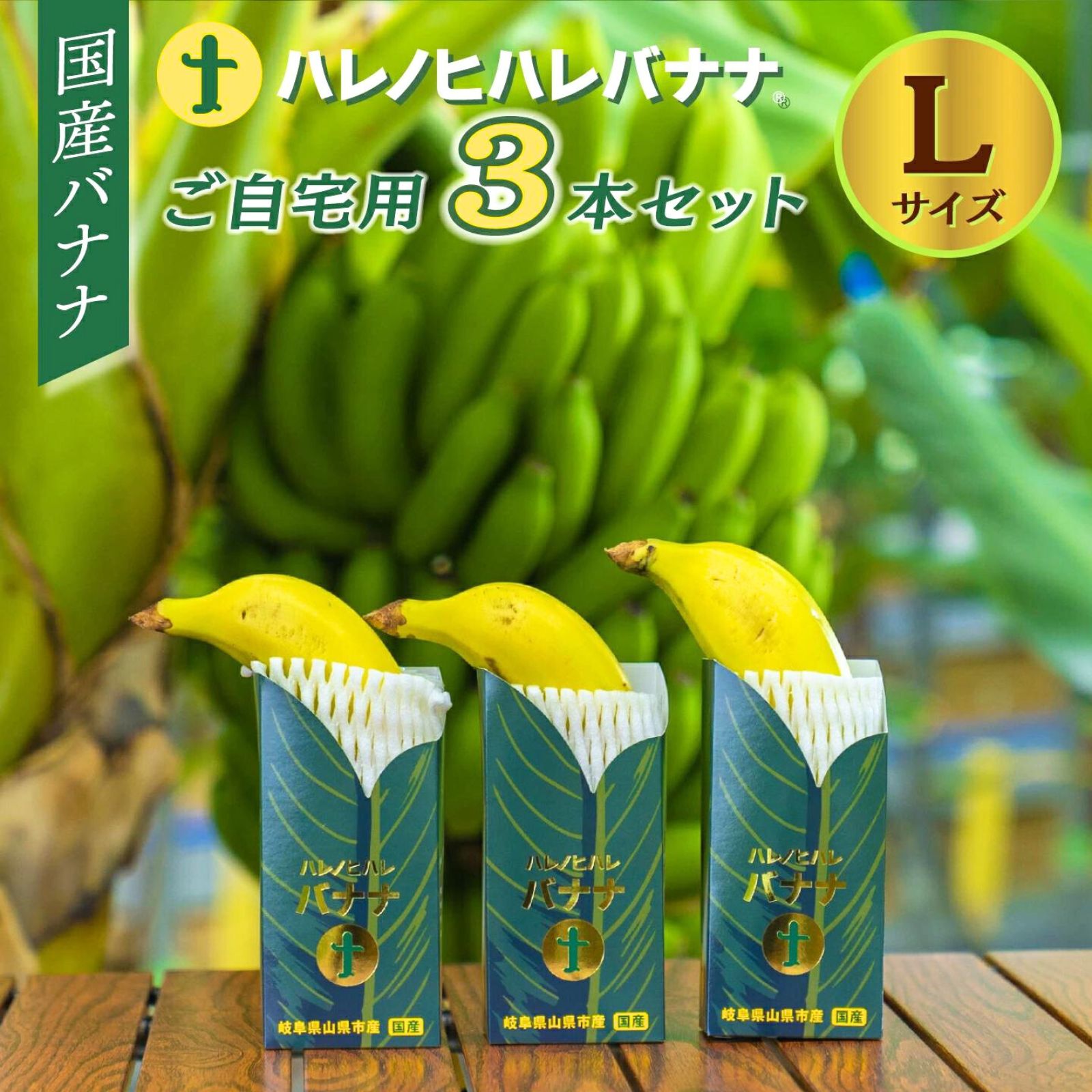 Lサイズ3本セット】国産無農薬 高級バナナ！甘さ濃厚！皮ごと食べれます！ご自宅用 岐阜のはれのひはれバナナ通販