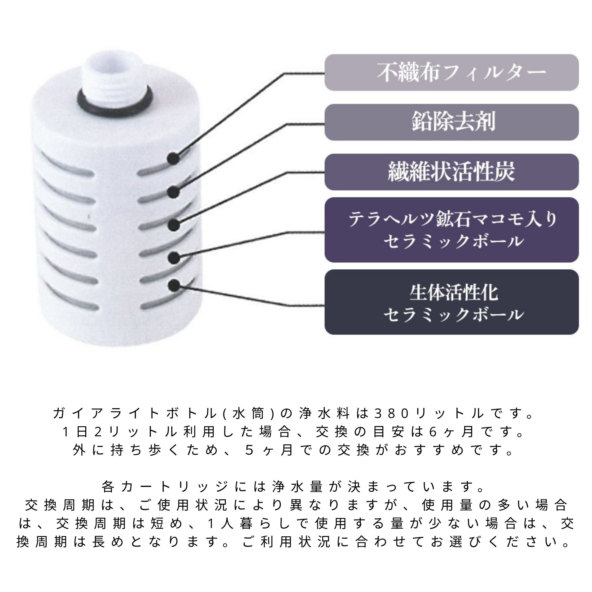2個セット　水筒型用　カートリッジ ガイアライトボトル 専用 ガイアの水 楽天市場】【正規代理店】ガイアライト ガイアの水135