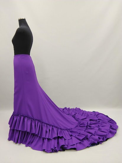 練習用 レッスン用 バタデコーラ フラメンコ衣装 紫ｘネイビー 