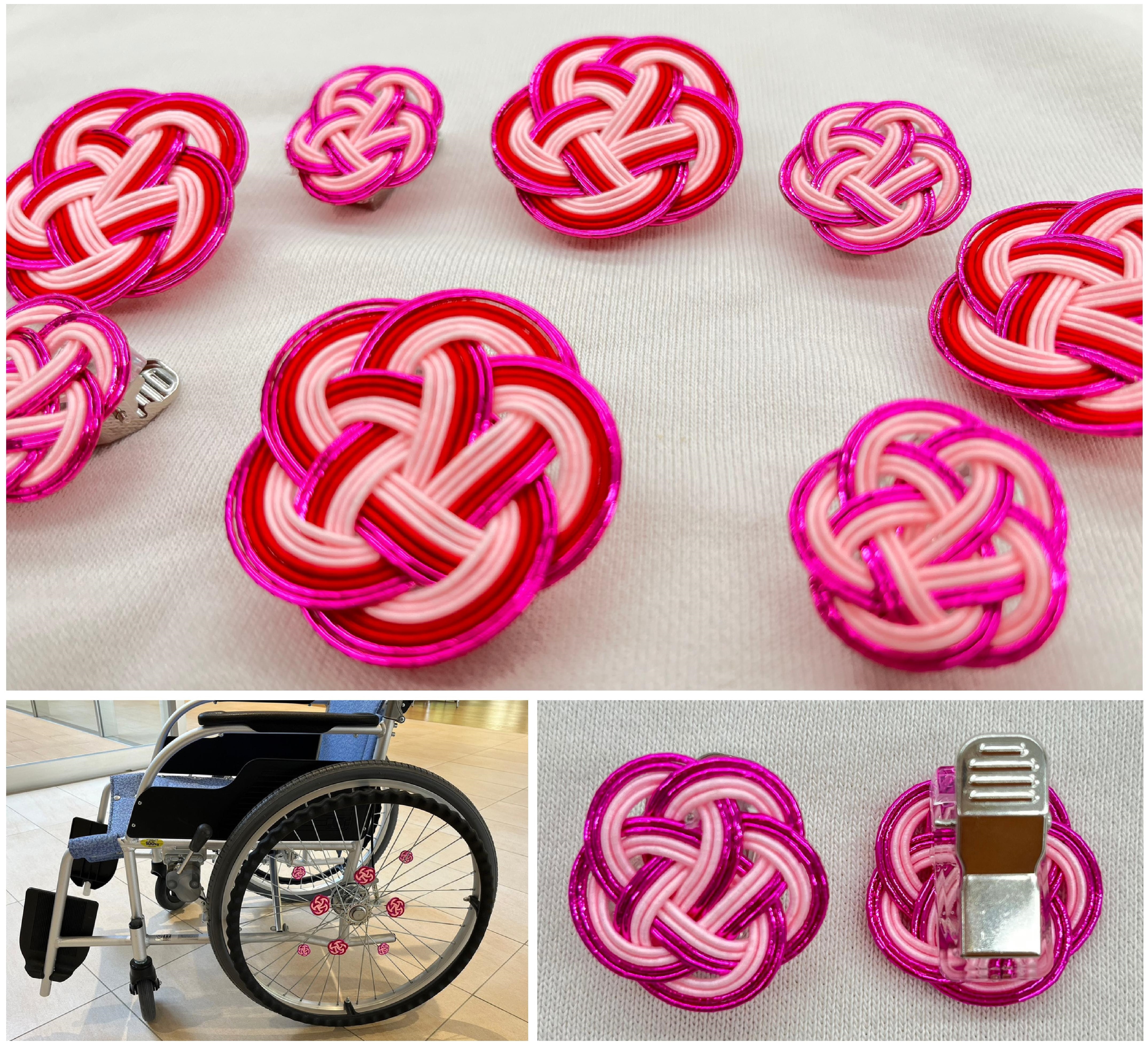 Me's】車いす・自転車スポーク水引飾りミーズ 大 紅梅（レッド）