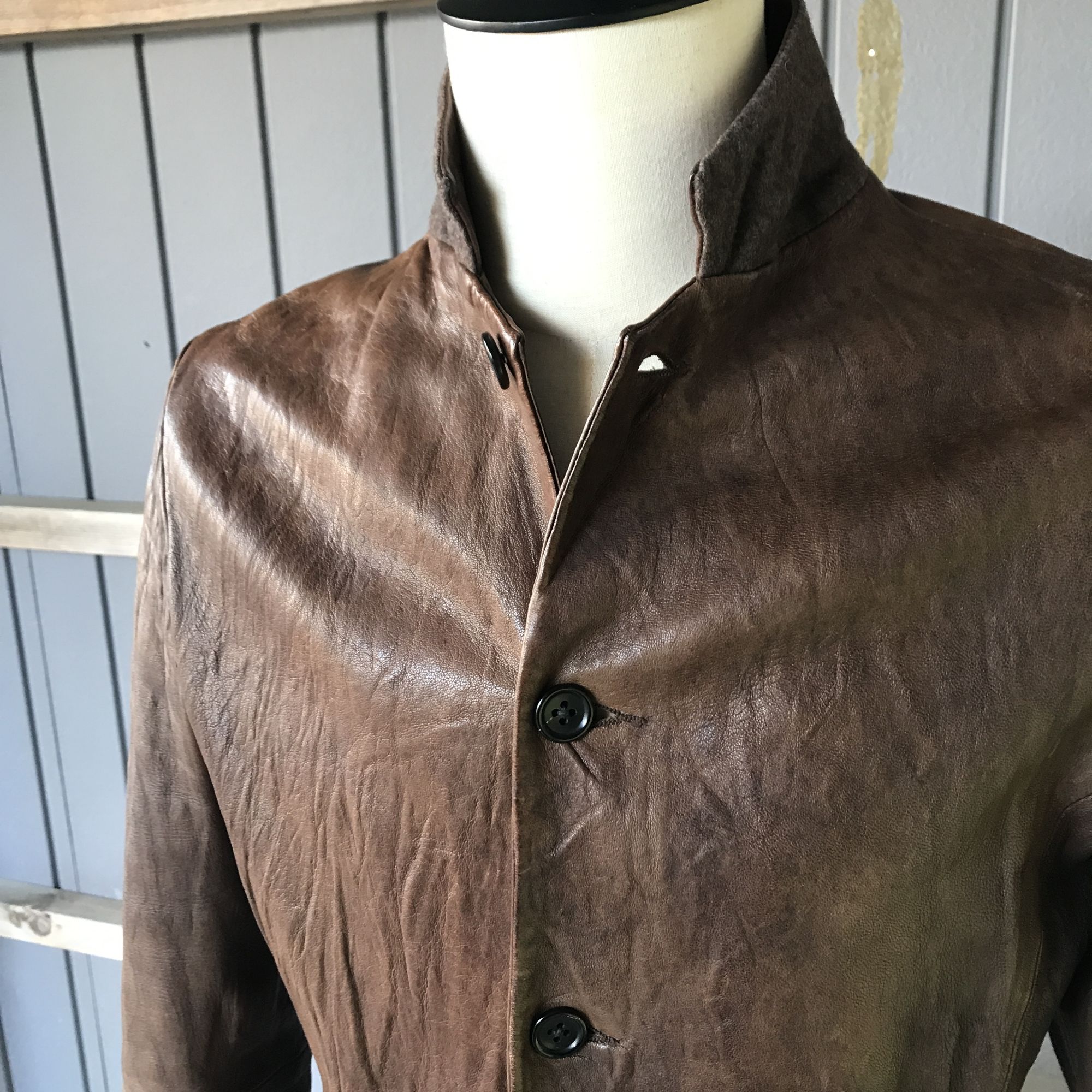 高ポイント】シェラック レザージャケット メンズM 羊革 ベジタブル