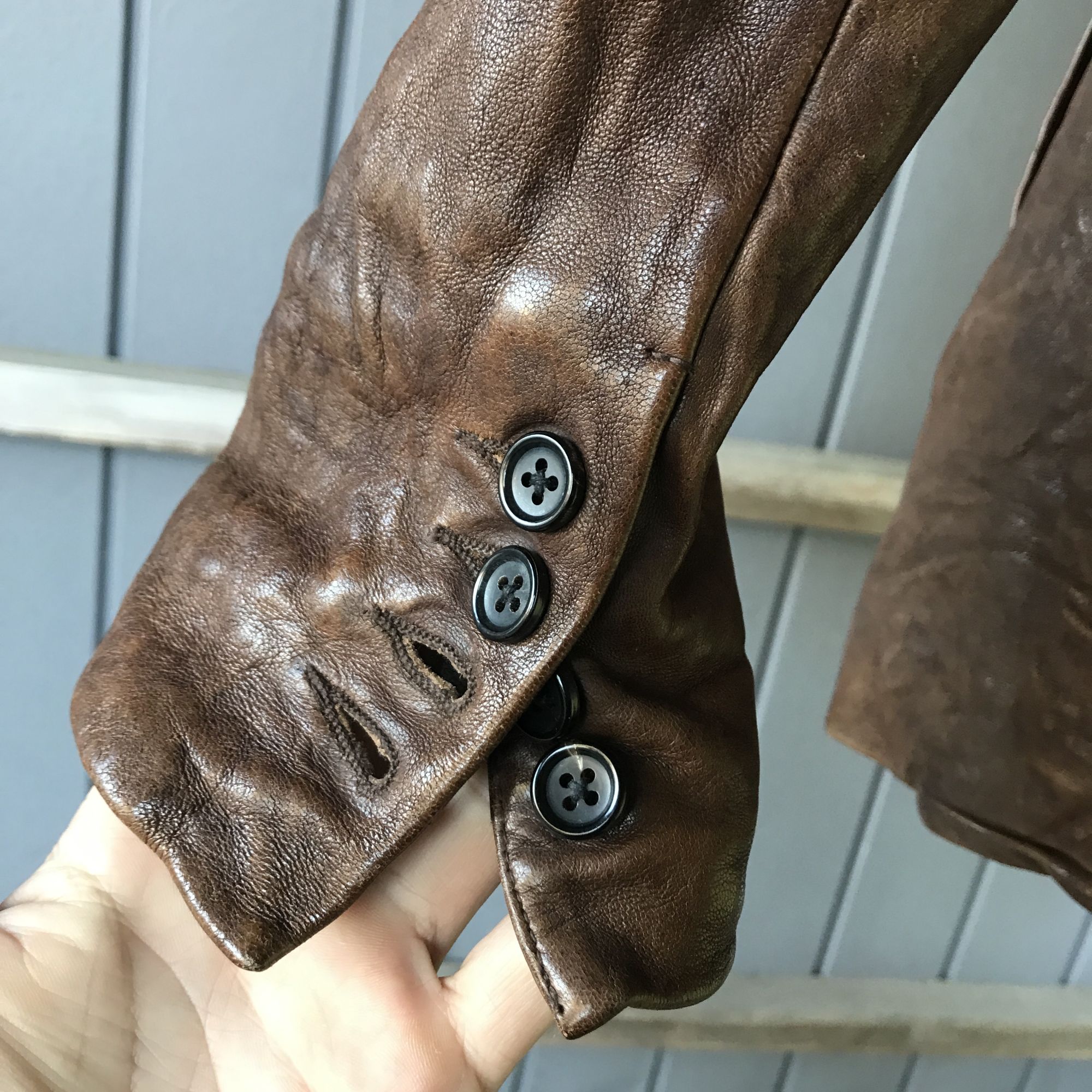 高ポイント】シェラック レザージャケット メンズM 羊革 ベジタブル