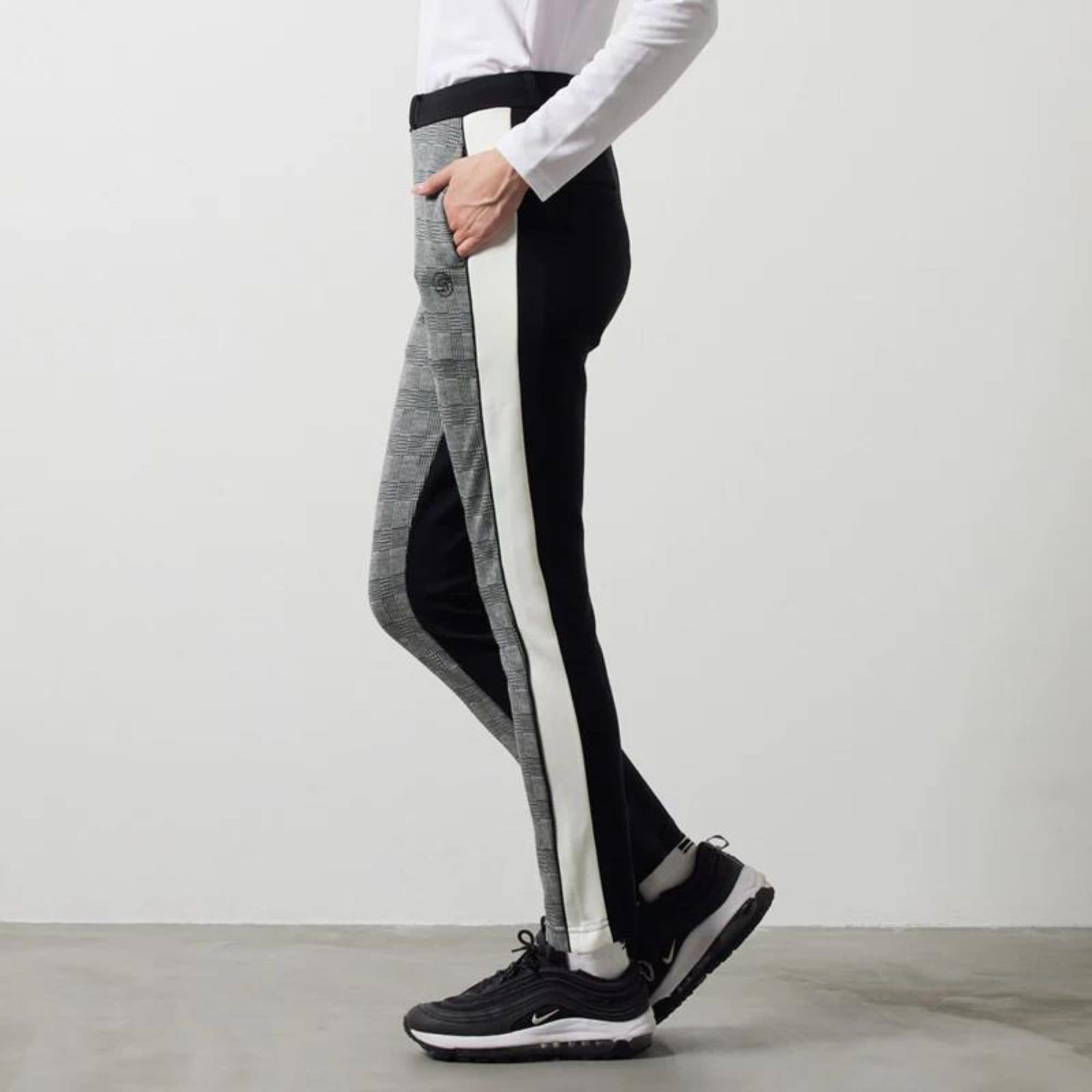 【美品】バンデルBANDELバイカラーコンビネーションロングパンツ L 新品】バンデルBANDELバイカラーコンビネーションロングパンツ L 新品