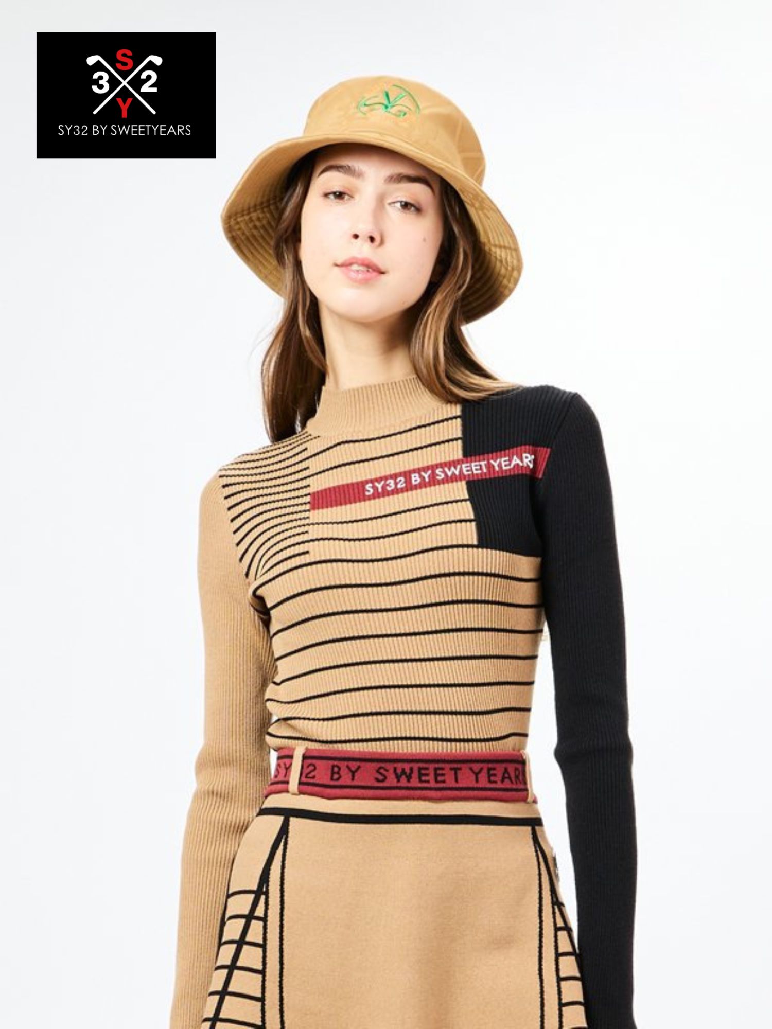 SY32 Mサイズ　ベージュ　PANEL BORDER SWEATER SY32 Mサイズ ベージュ PANEL BORDER SWEATER