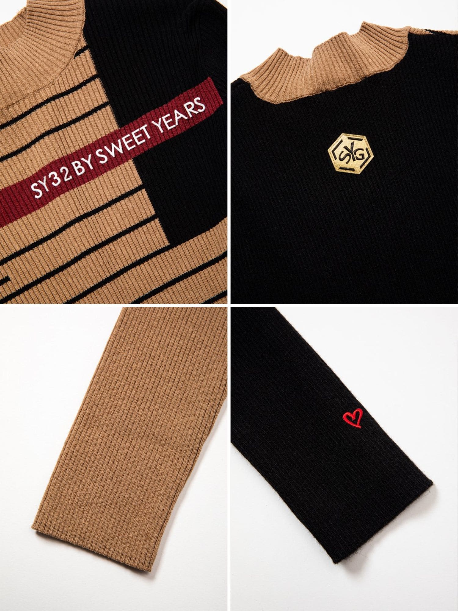 SY32 Mサイズ ベージュ PANEL BORDER SWEATER 【公式通販】