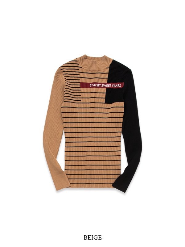 SY32 Mサイズ　ベージュ　PANEL BORDER SWEATER SY32 Mサイズ ベージュ PANEL BORDER SWEATER 【公式通販】
