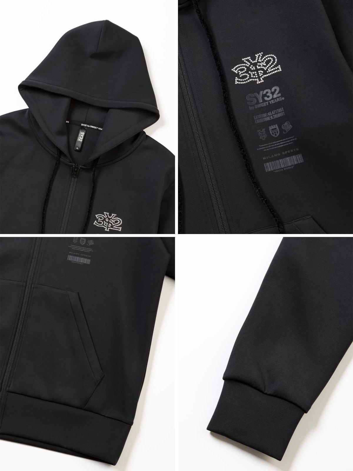 国内発送【SY32 】DOUBLEKNIT RHINESTONE LOGO ZIP HOODIE DOUBLE KNIT EMBROIDERY LOGO ZIP HOODIE | ALL ITEMS | 【公式