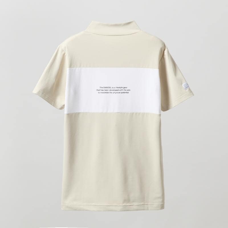 BANDEL WOMENS BICOLOR PATERN S/S MOCK NECK SHIRTS ― バンデル