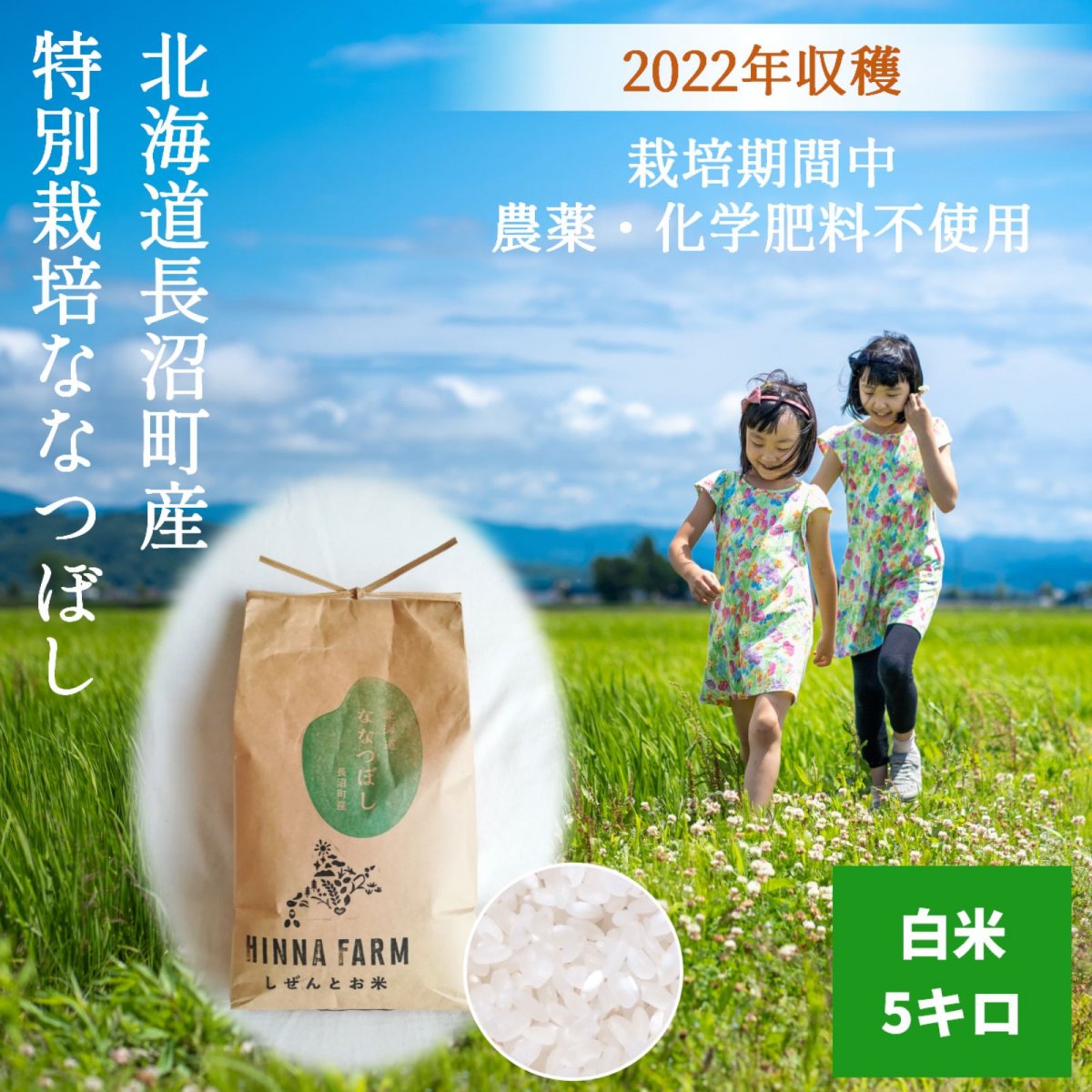 【農薬・化学肥料不使用】特別栽培米ななつぼし　精米5kg