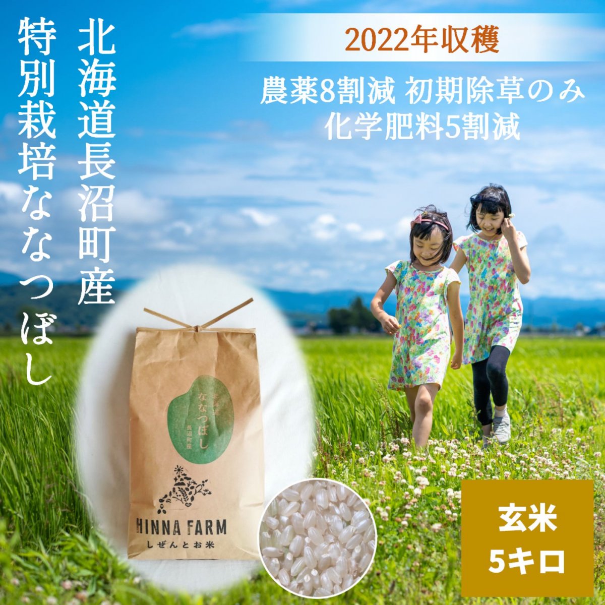 【農薬8割減】特別栽培米ななつぼし　玄米5kg