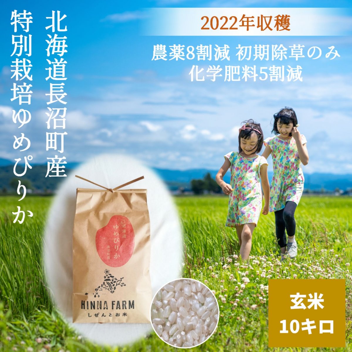 【農薬8割減】特別栽培米ゆめぴりか　玄米10kg